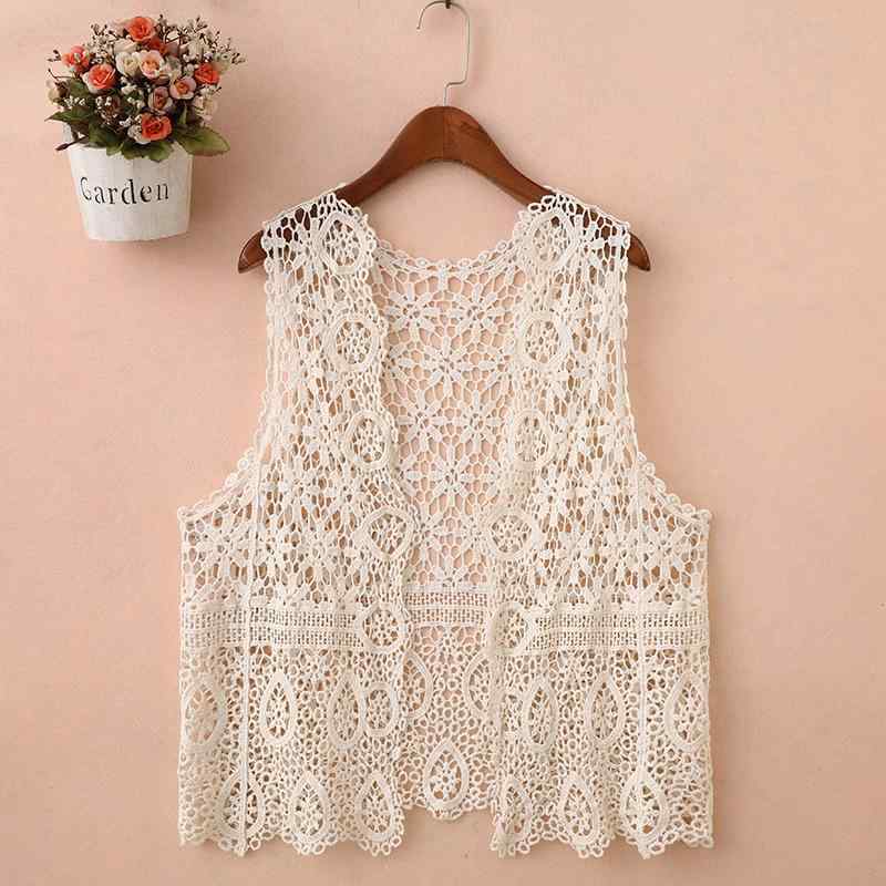 ニットベスト レディース 春夏 レース ノースリーブ カーディガン 幾何学柄 コットン 少女風 ゆったり ..