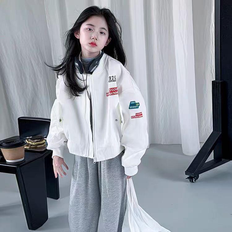 ジャケット ガールズ 子供服 アルファベット柄 カジュアル ブルゾン ジャンパー スプリングコート アウター 120cm 130cm 140cm 150cm 160cm 170cm 180cm