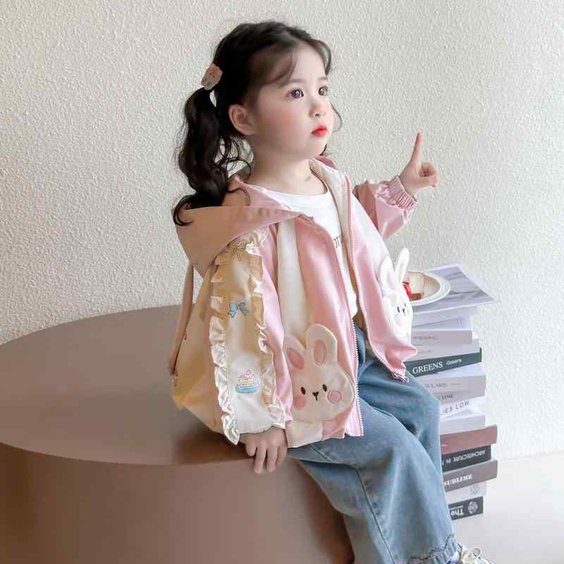 ジャケット 女の子 子供 春秋 おしゃれ 韓国風 フード付き 2歳 3歳 4歳 5歳 6歳 アウター ピンク パー..