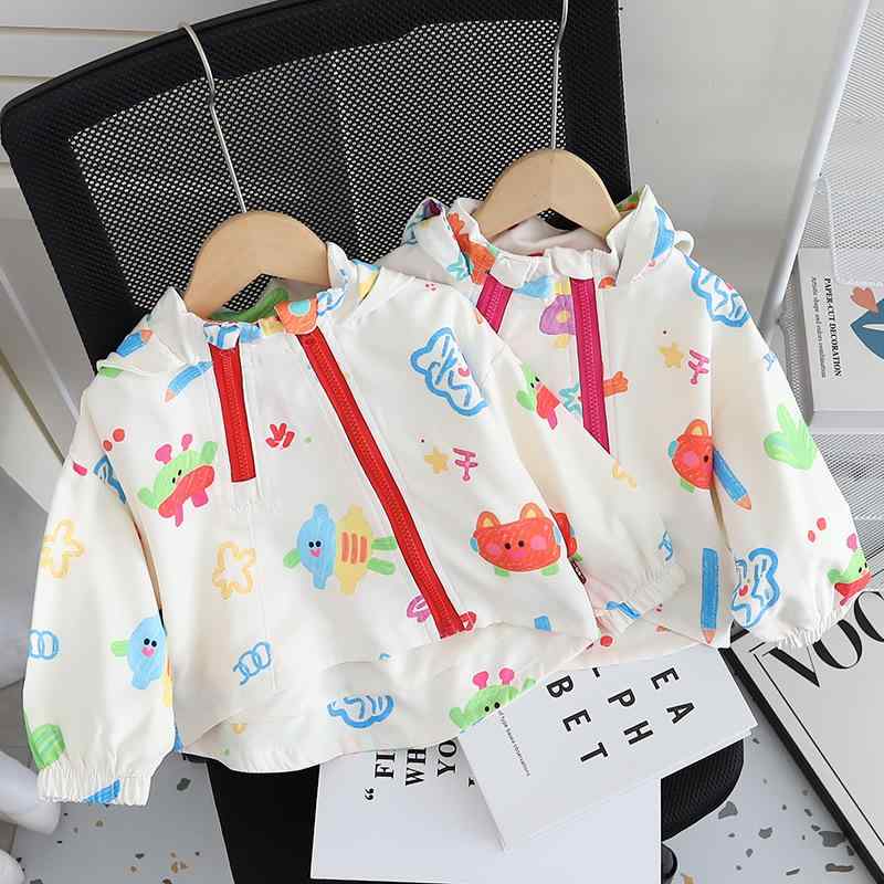 キッズ ジャケット 春秋 女の子 ベビー服 コットン混紡 長袖 カーディガン フード付き アウター かわい..