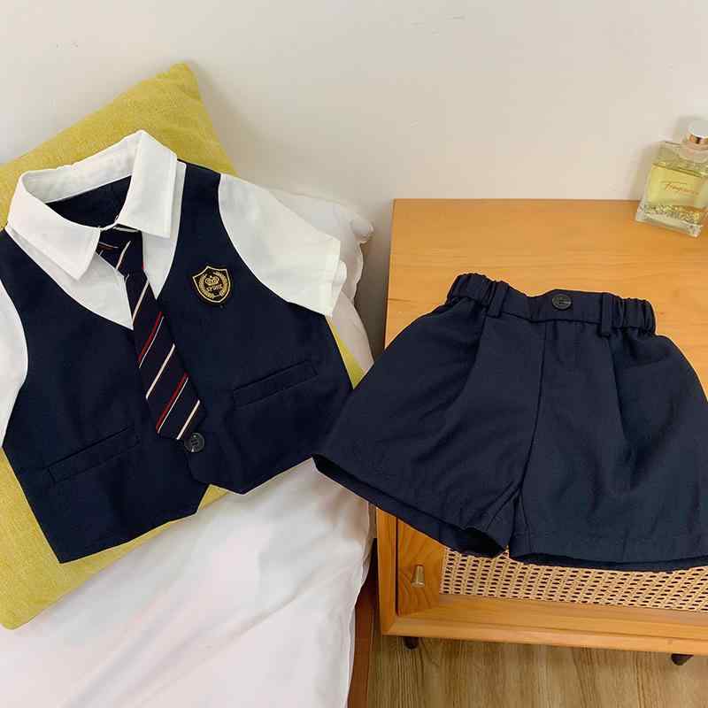 子供用セットアップ 子供服 半袖シャツ ハーフパンツ 短パン フォーマル 男の子 薄手 通園 通学 普段使..