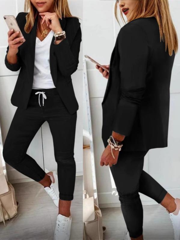 スーツ レディース 女性用 セットアップ 無地 テーラードジャケット 長袖 パンツ フォーマル オフィス ビジネス 通勤 カジュアル きれいめ 春秋冬 カーキ ブラック ホワイト ピンク グレー ブルー ポリエステル