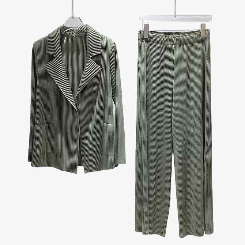 スーツ レディース プリーツ ジャケット カーディガン ポリエステル ベージュ グレー ネイビー ブラック 上品 通勤