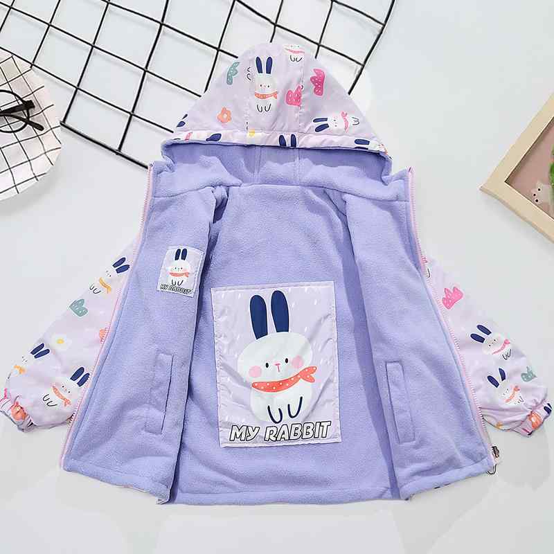 子供服 ガールズ リバーシブル ジャケット 裏起毛 アウター 春秋 中綿 防風 フード付き ジップアップ ..