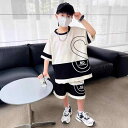 子供用セットアップ キッズ 男の子 夏服 半袖 短パン 2点セット 運動着 スポーティー 普段使い ポリエステル ブラック グリーン レッド 130cm 140...