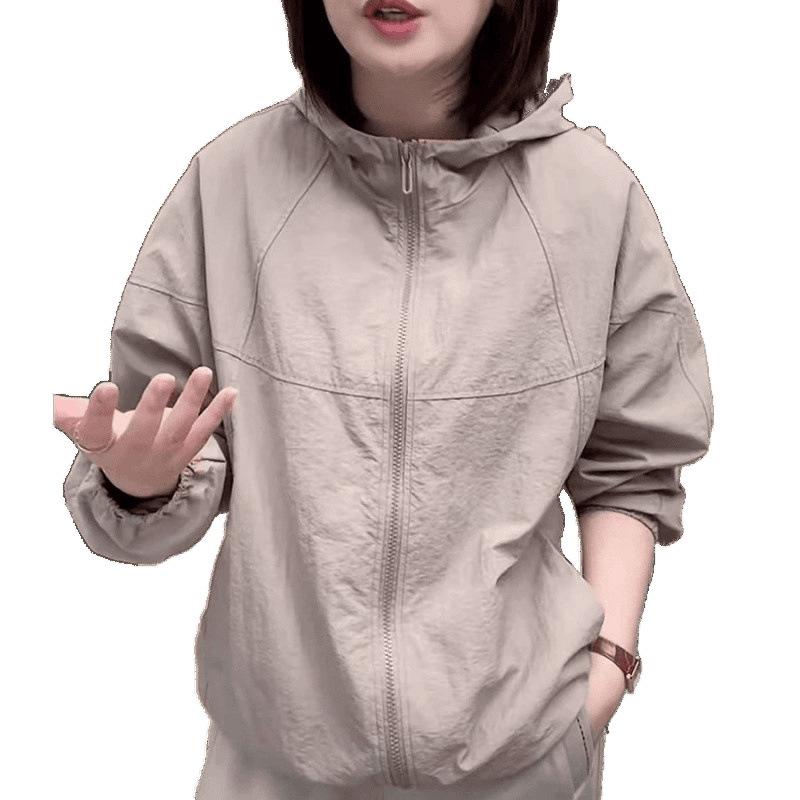 マウンテンパーカー レディース 春夏 薄手 韓国風 カジュアル ゆったり ショート丈 トップス 速乾 撥水 パーカー 百合緑 薔薇色 黒 M L XL 2XL 3XL