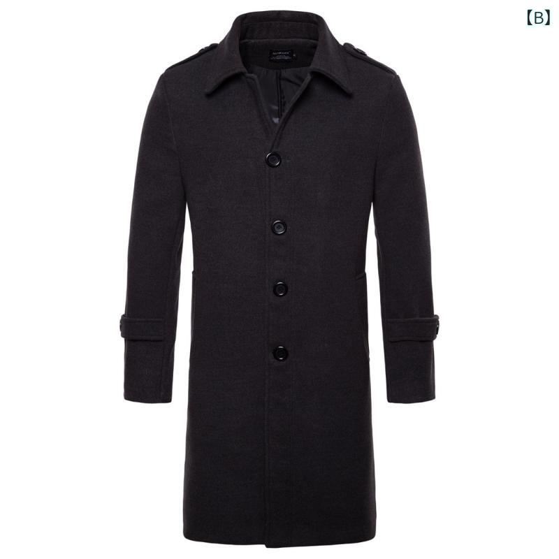 コート メンズ 男性用 ウール ロング丈 シングルブレスト 秋冬 厚手 普段使い 無地 ブラック 黒 グレー キャメル ラクダ色