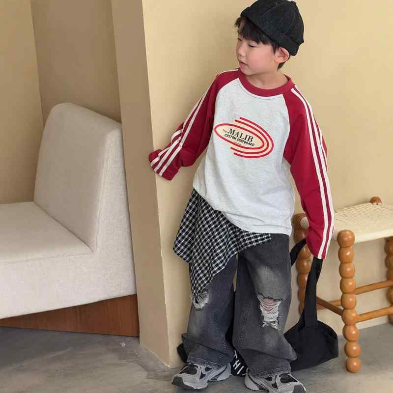 Tシャツ キッズ 男の子 長袖 Tシャツ 子供服 春秋 ラウンドネック 切り替え トップス 90cm 100cm 110cm..