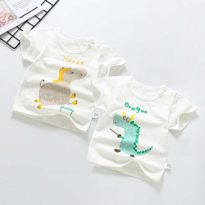 Tシャツ ベビー服 半袖Tシャツ カットソー 丸首 コットン プリント 男の子 女の子 幼児 トップス イン..