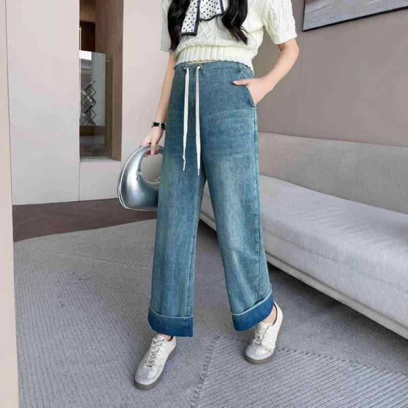 マタニティ デニム ジーンズ M L XL XXL ワイドレッグ 妊婦 ズボン パンツ コットン 薄手 ハイウエスト..