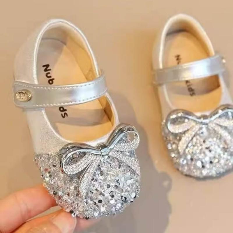 靴/ブーティ 子供靴 シルバー プリンセスシューズ 春秋 柔らかい靴底 クリスタル ストラップ 12ヶ月-36..