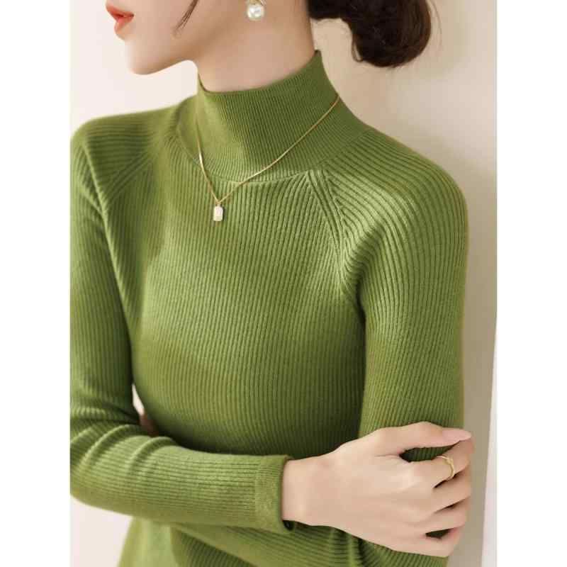 ニット・セーター レディース 秋冬 ハーフハイネック リブニット トップス プルオーバー スリムフィッ..