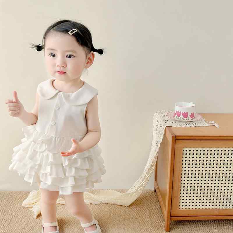 ワンピース ベビー服 女の子 かわいい 白 ケーキスカート 1歳 バースデー 誕生日 プリンセス ノースリ..