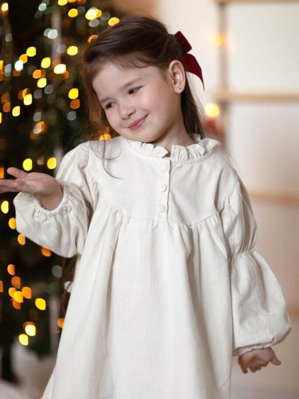 ワンピース キッズ 女の子 子供服 長袖 コットン Aライン スカート 春秋 プリンセススタイル ギャザー ..