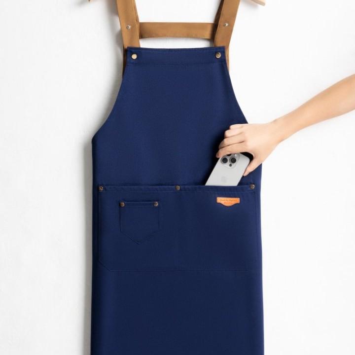 エプロン レディース メンズ H型 ポリエステル 無地 カフェ 料理用 ワークエプロン 防水 撥水 防汚 汚..