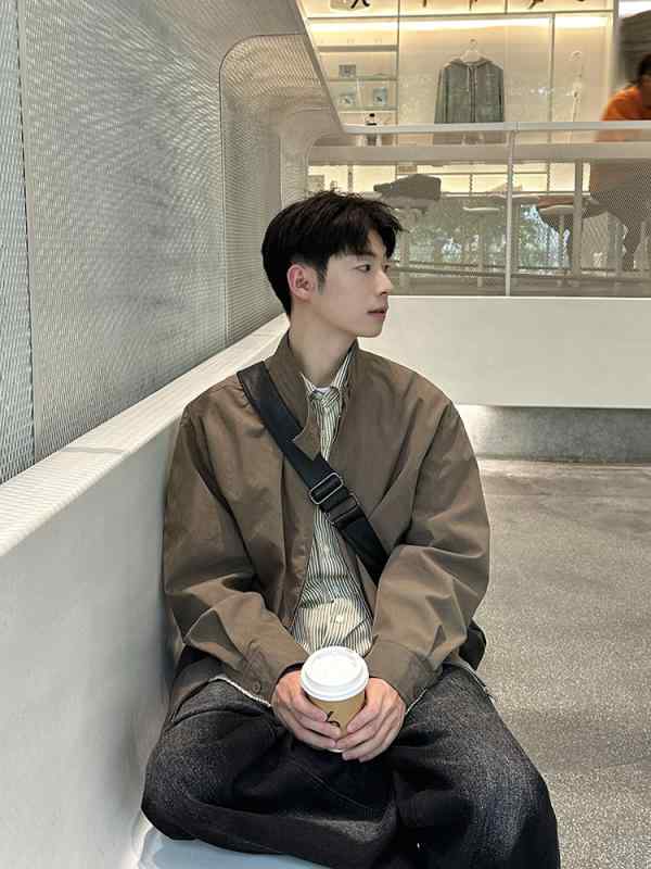 ジャケット メンズ 男性用 ライトグレー 春秋 新品 韓国風 ゆったり カジュアル ストリート トップス アウター ポリエステル