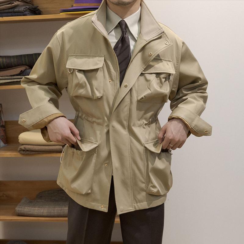 ジャケット 男性用 防風 防水 アウター カジュアル M65 ミリタリー ブルゾン スプリングコート カーキ