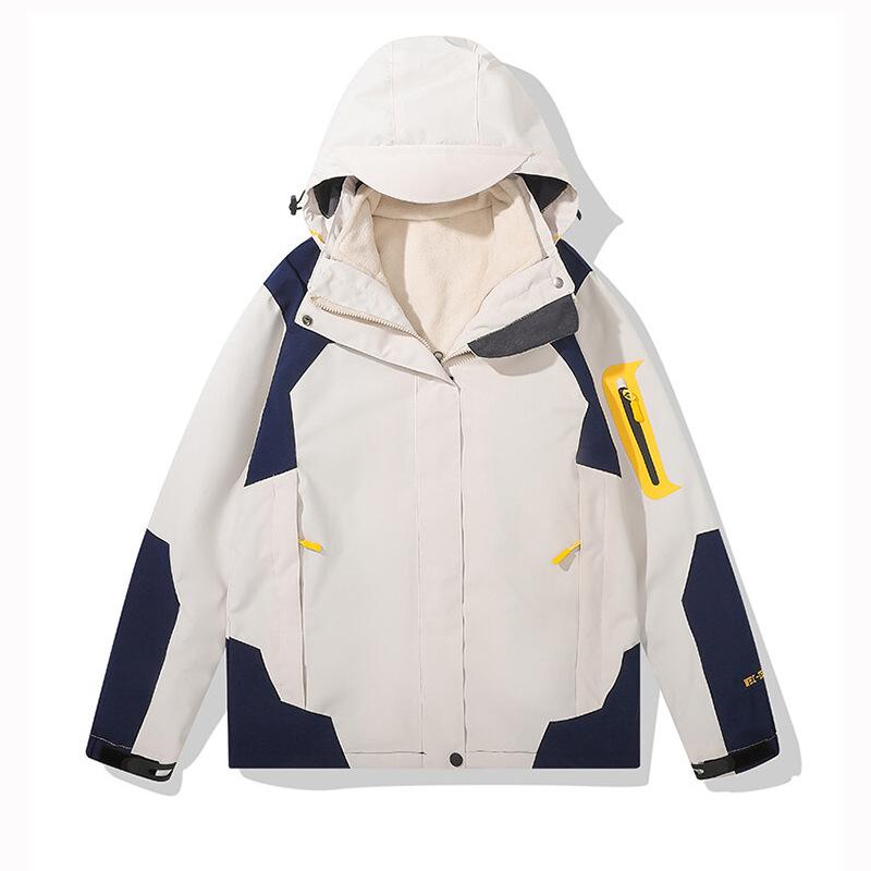 マウンテンパーカー 男女兼用 防風 防水 登山ウェア 取り外し可能 2点セット アウター 防寒着 アウトド..