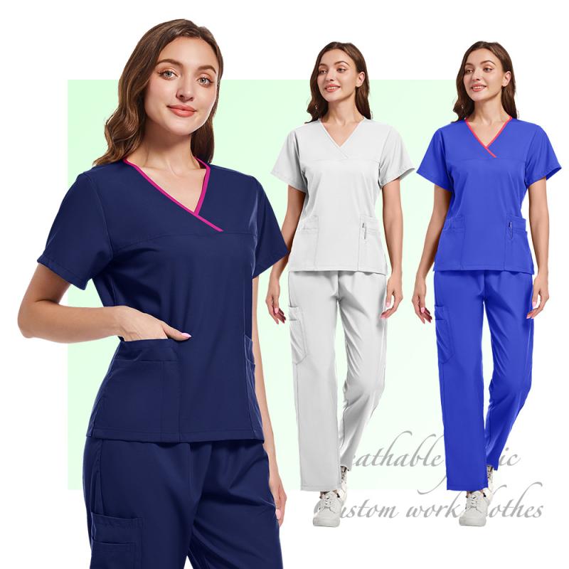 医療用ユニフォーム レディース スクラブ セットアップ 医療 介護 吸湿速乾 laboratoires ポリエステル..