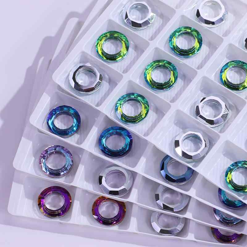 ネイルパーツ 天使のリング オーロラカラー レジン封入 ネイルデコパーツ DIY アクセサリー 人工水晶 電気メッキ加工 ラウンド型 8mm 10mm 14mm 20mm 30mm ピンク系 ブルー系 パープル系