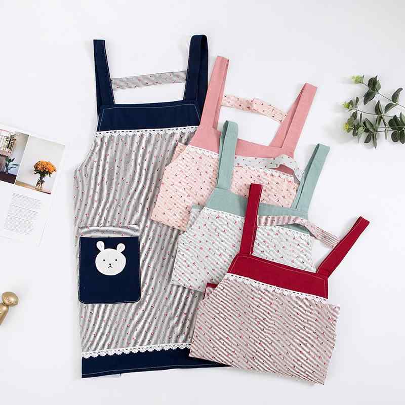 エプロン レディース メンズ かわいい 小熊柄 防水 防油 大人用 子供用 料理用 工作用 ピンク系 ネイビ..