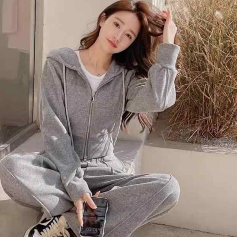 スウェット レディース 春 中華風 セットアップ パーカー ワイドレッグパンツ 2点セット 無地 カジュアル 通勤 ポリエステル