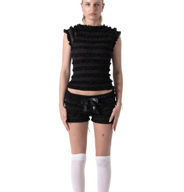 セットアップ レディース ビスチェ レース ショートパンツ 2点セット かわいい ガーリー フェミニン 清..
