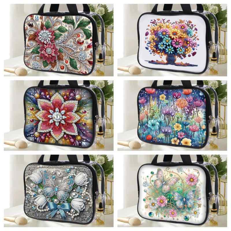 化粧ポーチ DIY ダイヤモンド絵 PVC素材 花柄 化粧品 収納袋 手作り かわいい