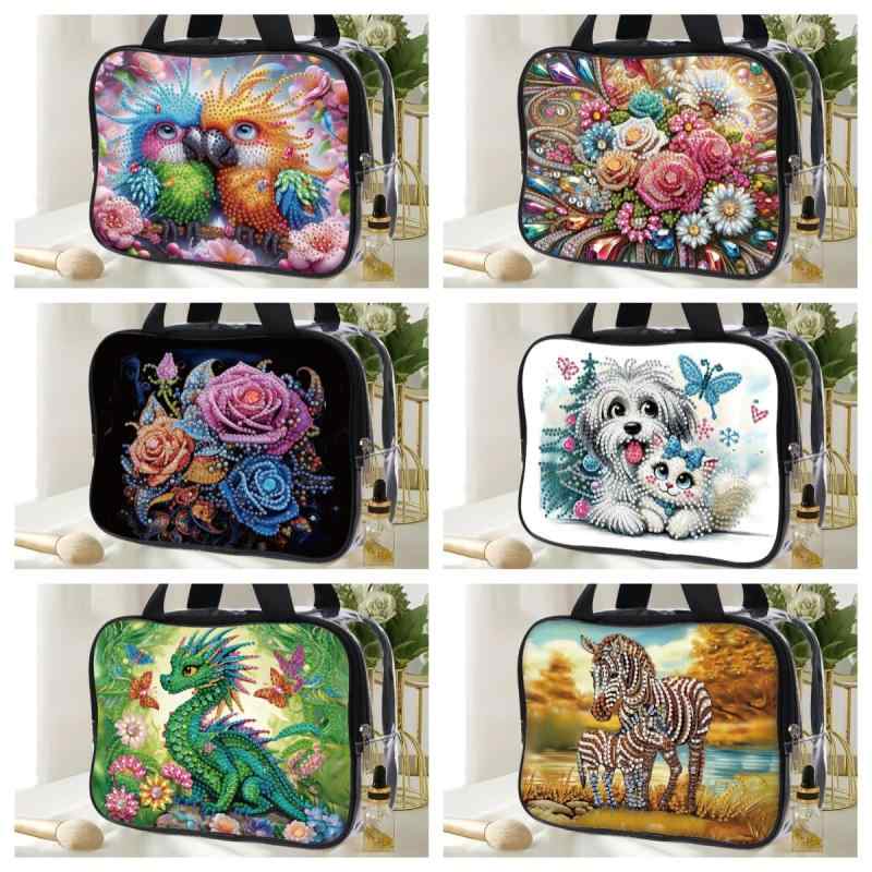 化粧ポーチ PVC ラウンド 異形 ジルコニア DIY 手工芸品 無地 シンプル