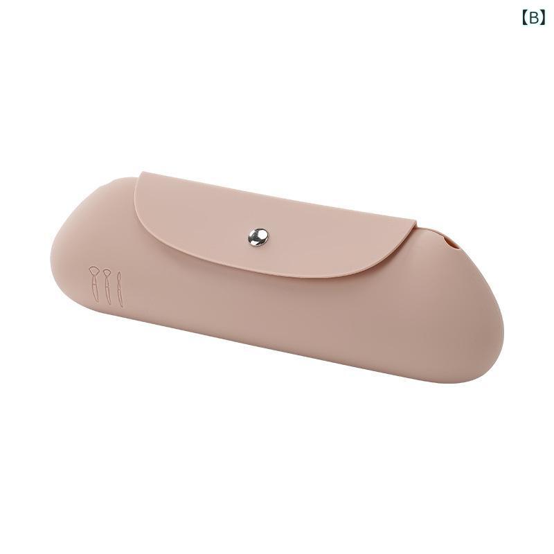 Tanzanのメイクポーチ レディース シリコン製 コスメポーチ ブラシ収納 撥水 防塵 旅行用 手提げ 鞄 化粧品 雑貨 洗面用品 ピンク系｜アングル3