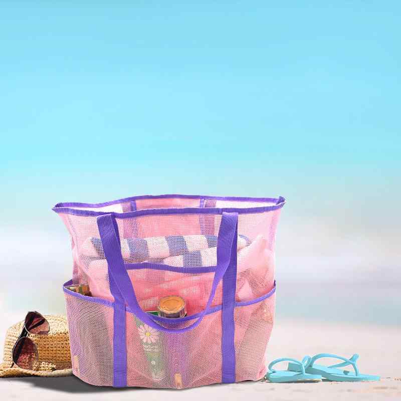 ビーチバッグ レディース 水着 収納 ビーチ メッシュ バッグ ランドリーバッグ トラベルポーチ 化粧ポ..