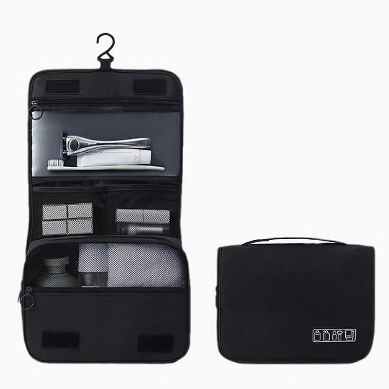 洗漱用品バッグ メンズ 男性用 大容量 旅行用 化粧ポーチ フック付き 撥水 防塵 防潮 灰色 紺色 黒色
