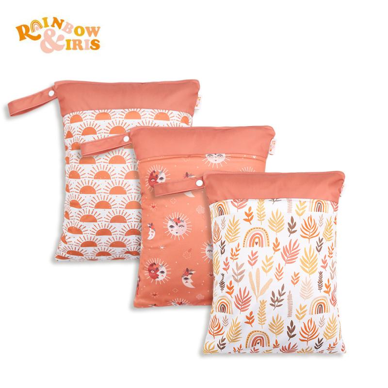 収納袋 レディース メンズ 3点セット 北欧風 レインボー柄 大容量 乾湿分離 旅行用 化粧品 雑貨 小物入れ 防水 多用途