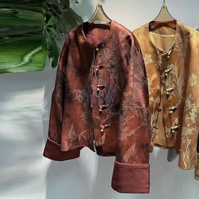 ジャケット レディース 新中式 国風 アウター 提花 チャイナボタン 長袖 カーディガン 唐装 トップス ..