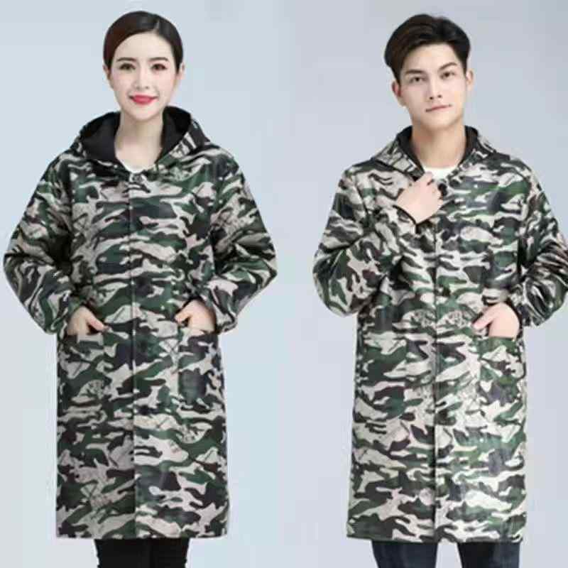 エプロン レディース メンズ 裏起毛 防水 防汚加工 撥水加工 長袖 スモック ゆったり チュニック カッ..