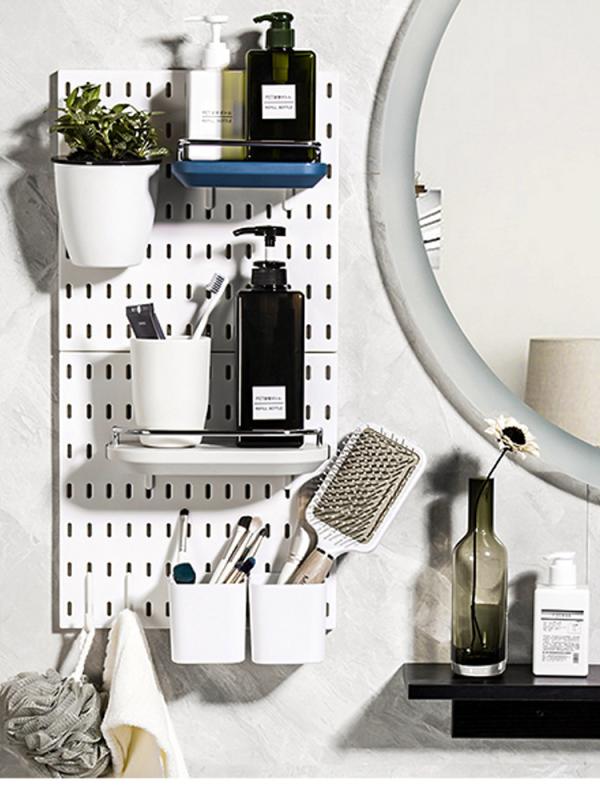 壁掛けラック レディース メンズ アパレル店 ディスプレイ 棚 DIY パーツ 白 黒 木目 横長 特大 壁面収納 バスケット フック ペーパータオルホルダー ...