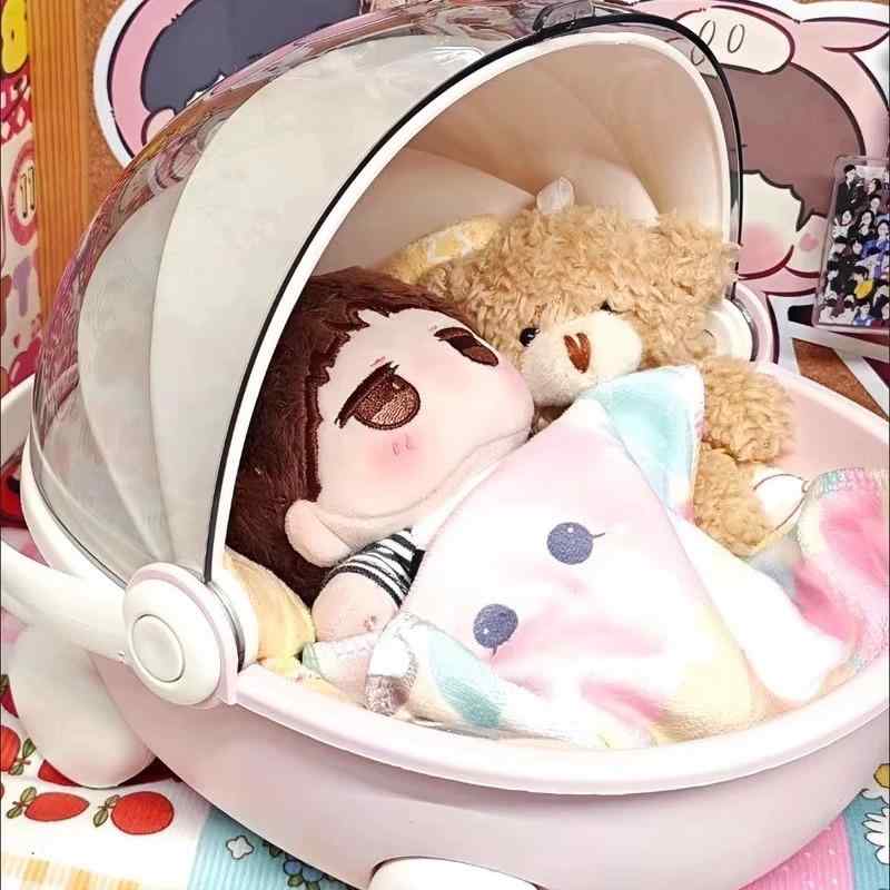 収納ケース かわいい レディース 手提げ ゆりかご型 ピンク系 ドール ぬいぐるみ 小物入れ 防塵