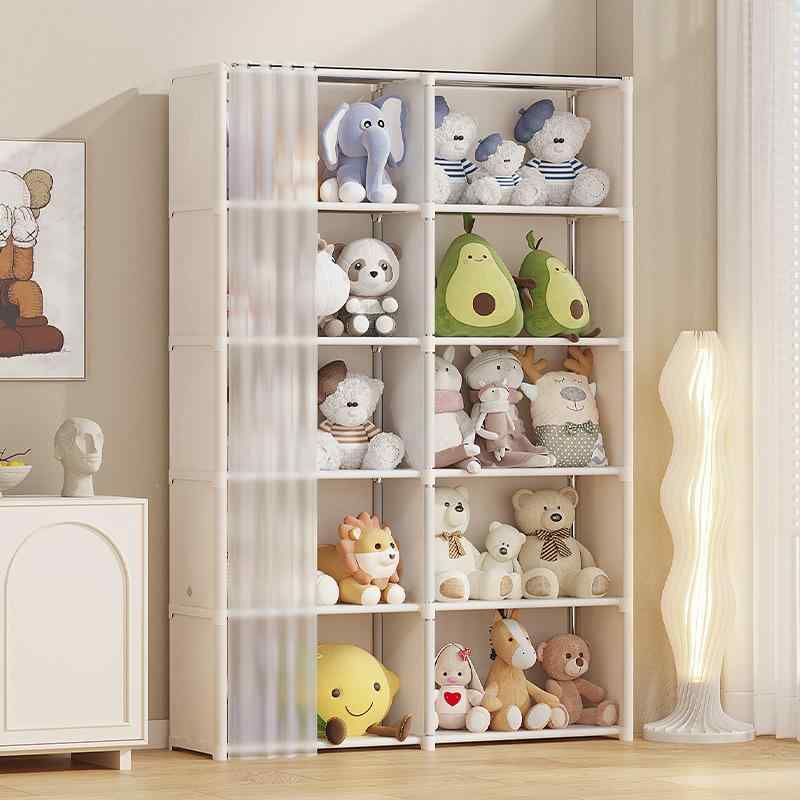 おもちゃ収納棚 レディース ドール フィギュア ぬいぐるみ 収納ケース 防塵 多層 整理棚 ホワイト ブラ..