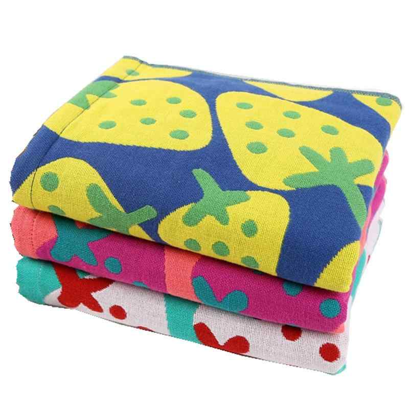 タオル フェイスタオル 綿100％ 柔らかい 吸水性 ストロベリー柄 ジャカード織 34 76cm ピンク ブルー グリーン 花柄