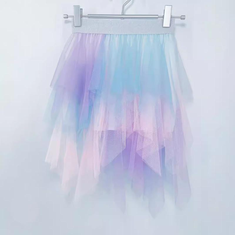 スカート キッズ 女の子 子供 虹色 チュールスカート ふんわり プリンセス スカート 不規則 チュール ..