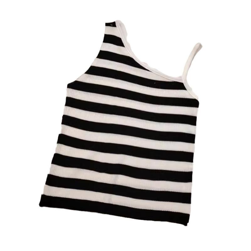 タンクトップ レディース 韓国風 ノースリーブ ニット トップス 接触冷感 インナー 杏色 ブラック ホワ..