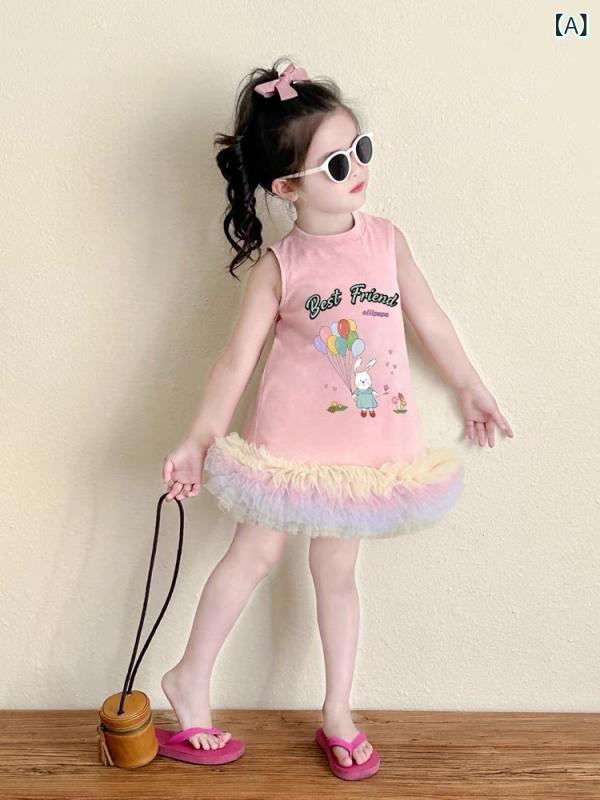 ワンピース キッズ 女の子 子供服 かわいい 半袖 Aライン チュールスカート 夏 ベビー チュニック 普段着 お出かけ 発表会 イベント 90 100 110 120 130 140