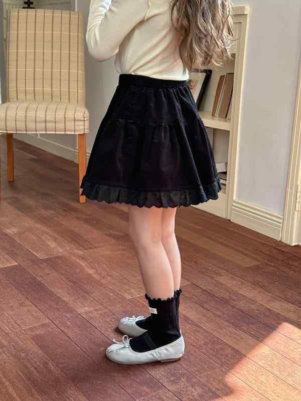 スカート キッズ 女の子 コーデュロイ ケーキスカート レース フリル ミニスカート 春秋 かわいい おし..