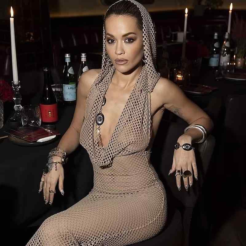 ワンピース レディース ノースリーブ Aライン 無地 フード付き シースルー チュニック パーティードレ..