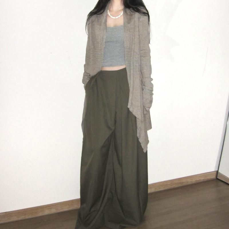 ニット カーディガン レディース パンツ セットアップ 秋冬 レトロ風 ゆったり 長袖 トップス ズボン カジュアル 文芸風 ポリエステル アクリル