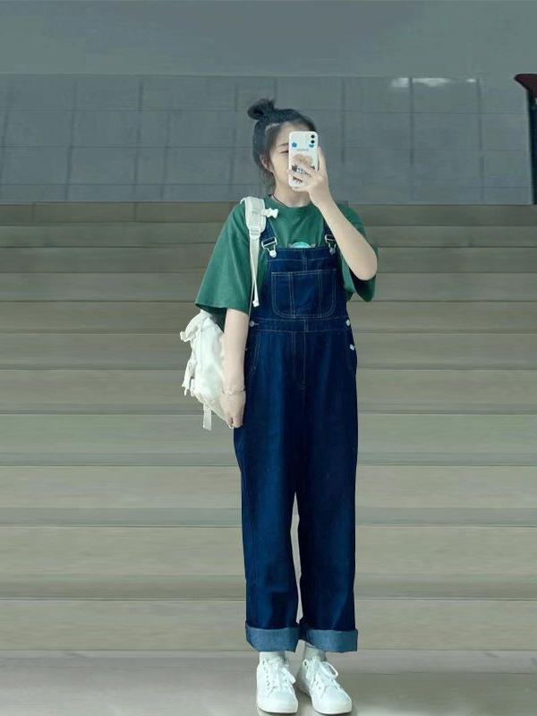 サロペット レディース デニム オーバーオール ゆったり ストレート 高見え デニムパンツ ジーンズ ジーパン 高身長 春夏 秋冬 オールシーズン かわいい カジュアル