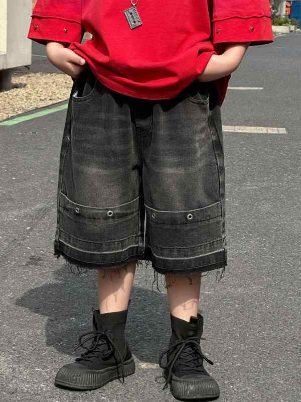 キッズ 男の子 デニムショートパンツ 薄手 ハーフパンツ 子供服 夏 中小童 ボーイズ カジュアル 伸縮性..