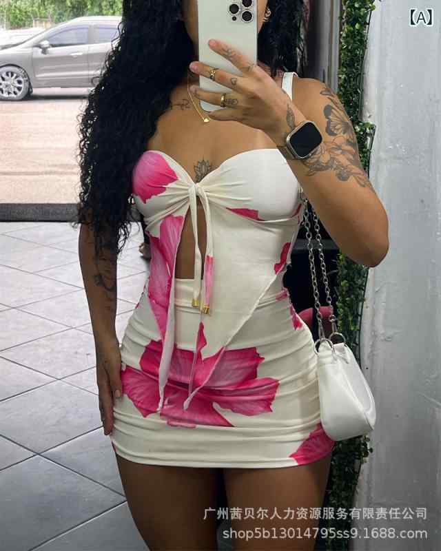 セットアップ レディース 花柄プリント スリット入り ショートパンツ 伸縮性 ポリエステル 普段使い 通勤 玫红色 S M L XL