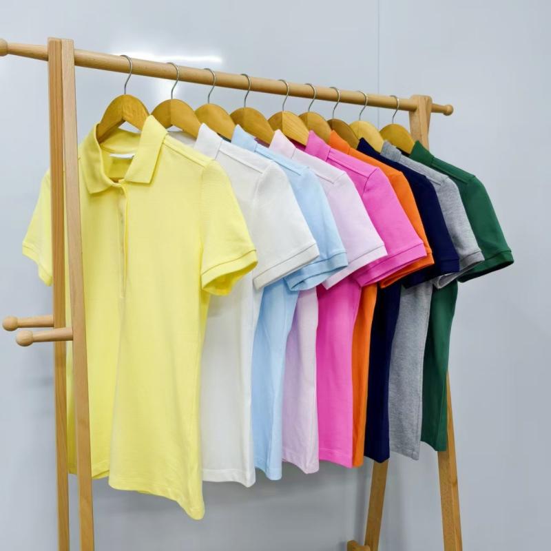 ポロシャツ レディース 半袖 コットン カジュアル トップス 普段使い かわいい おしゃれ 白 灰色 黄色 夏