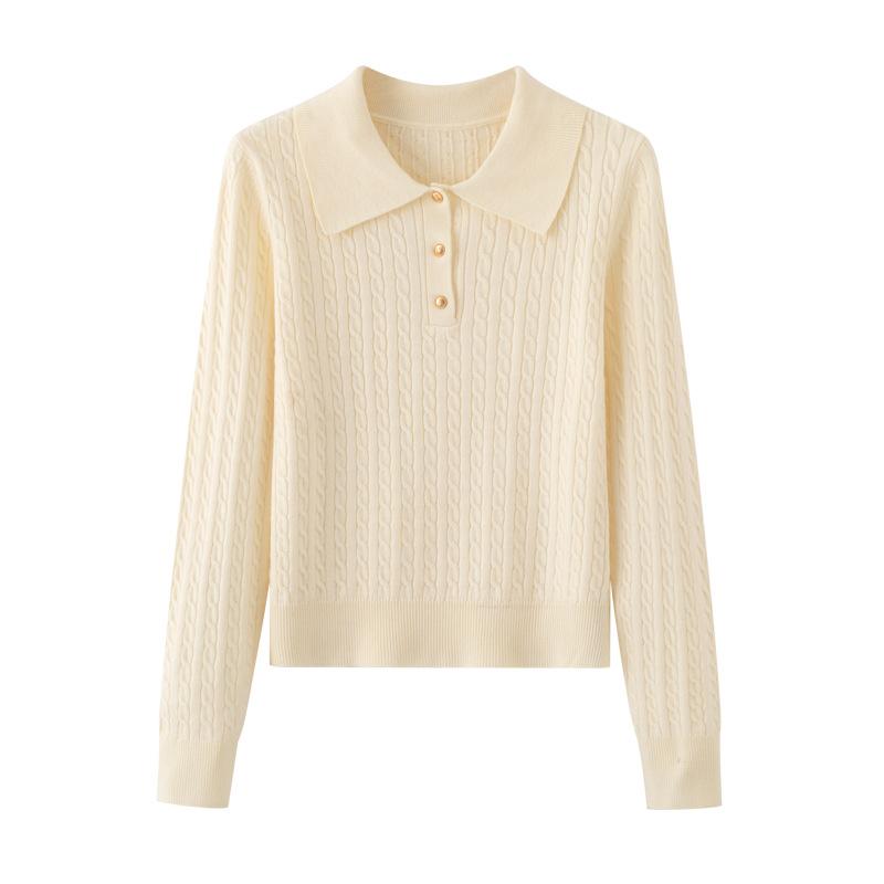 ニット・セーター レディース 秋冬 長袖 Polo襟 プルオーバー ゆったり 普段使い オフィスカジュアル ..